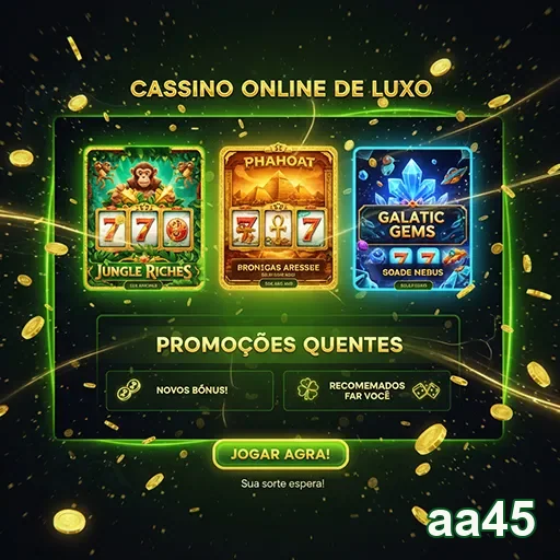 Imagem do cassino online luxo do site aa45, destacando mesas e jogos sofisticados.